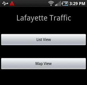Screenshot of the Lafayette Traffic main activity