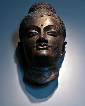 Head of Buddha sculpture