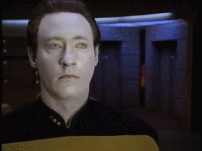 Data from Star Trek: The Next Generation walking offscreen