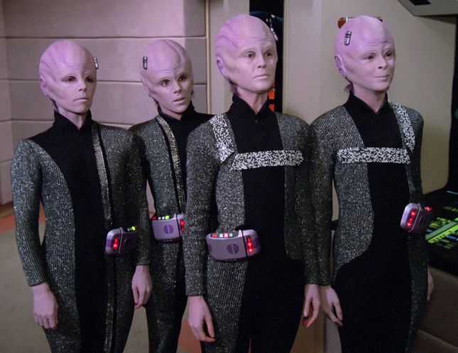 Members of the Binar race from an episode of the TV series Star Trek: The Next Generation