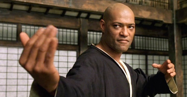 The character Morpheus from the dojo fight scene in the film The Matrix
