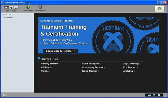 A screenshot of Titanium Developer